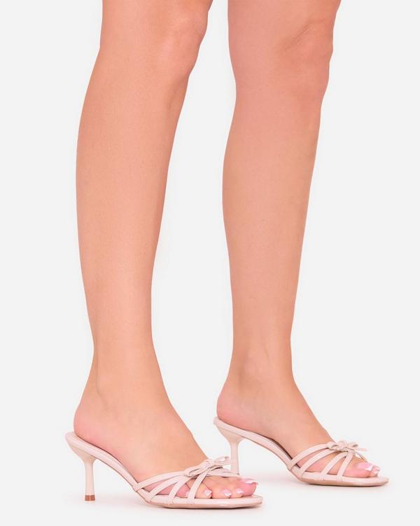 West Strappy Bow Detail Heel Mule In White Faux Leather