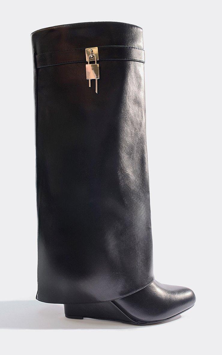 Leila Layered Knit Detail Square Toe Platform Block Heel