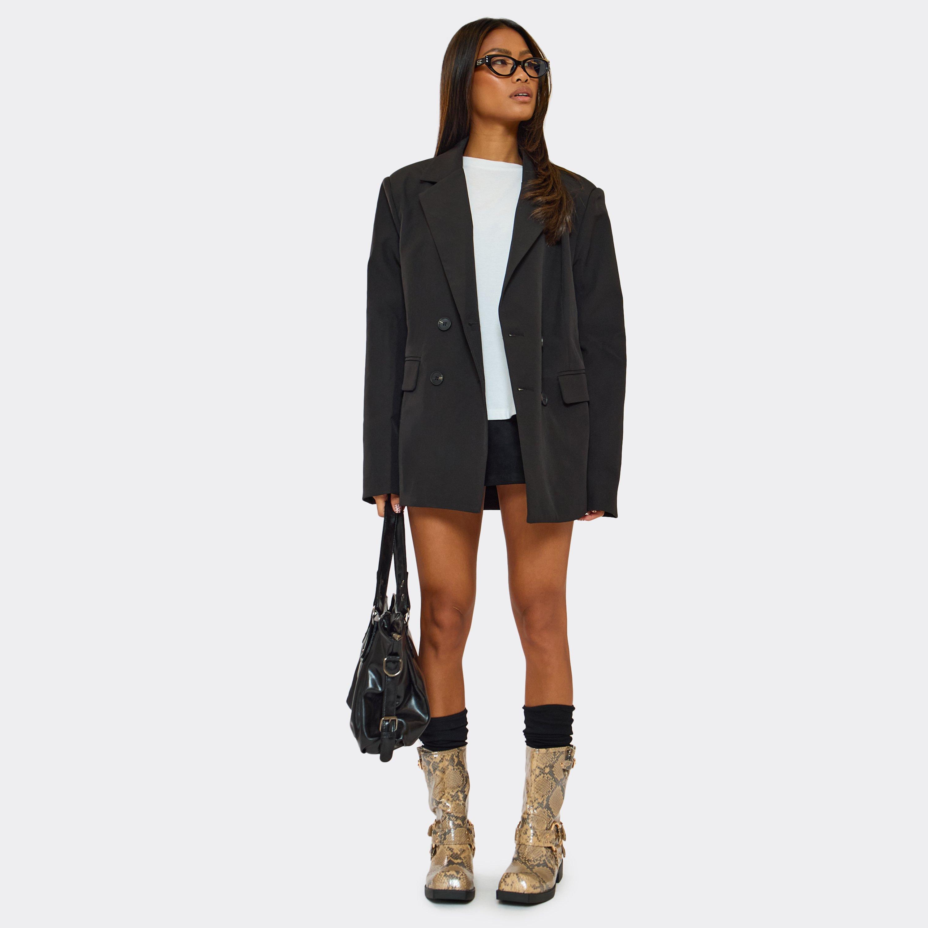 Elsanna Ring Detail Ankle Biker Boot In Snake Print Faux Leather, Women's Size UK 7