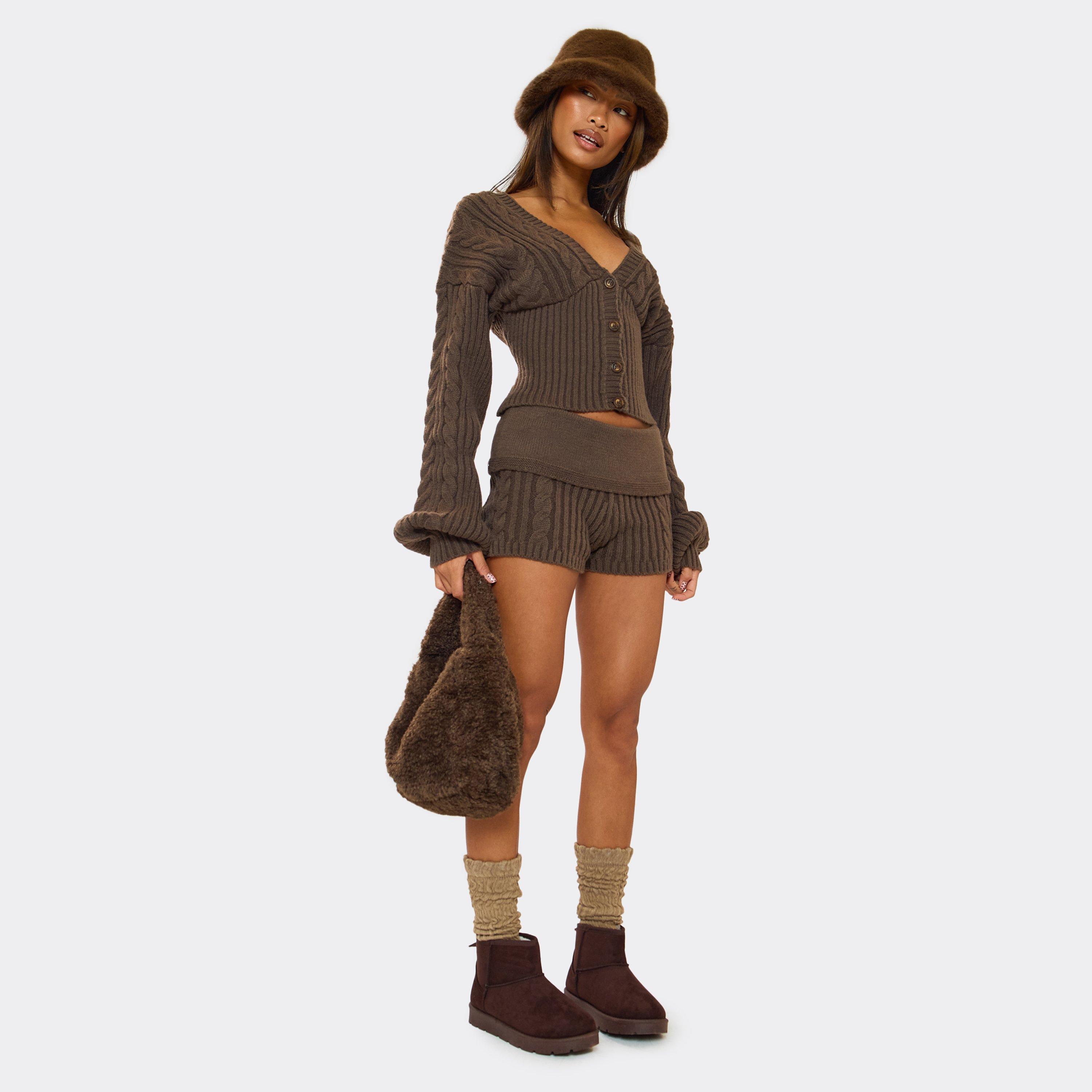 Apple Faux Fur Lining Ankle Boot In Brown Faux Suede, Women’s