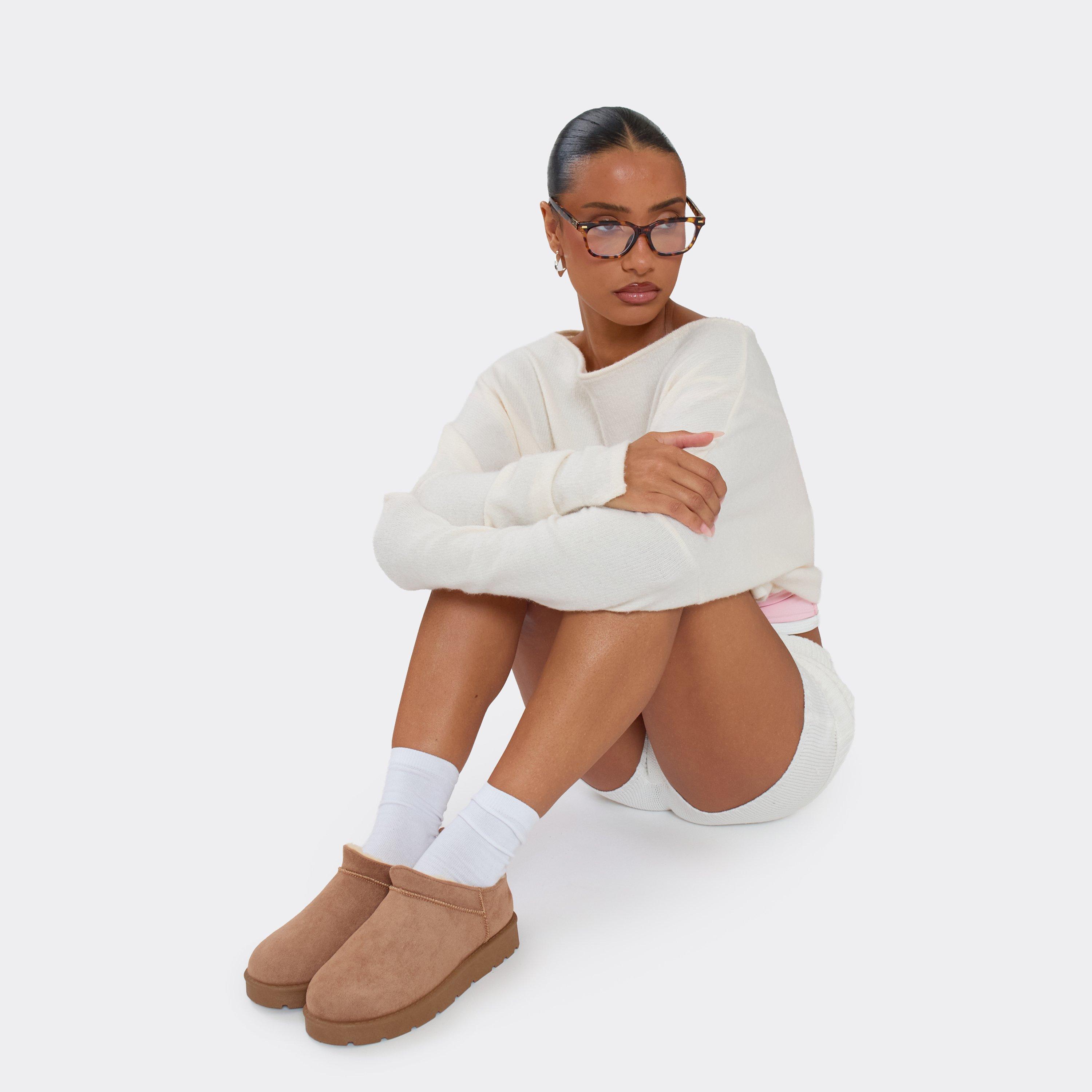 Cola Cola Faux Fur Lining Mini Ankle Boot In Brown Faux Suede, Women’s