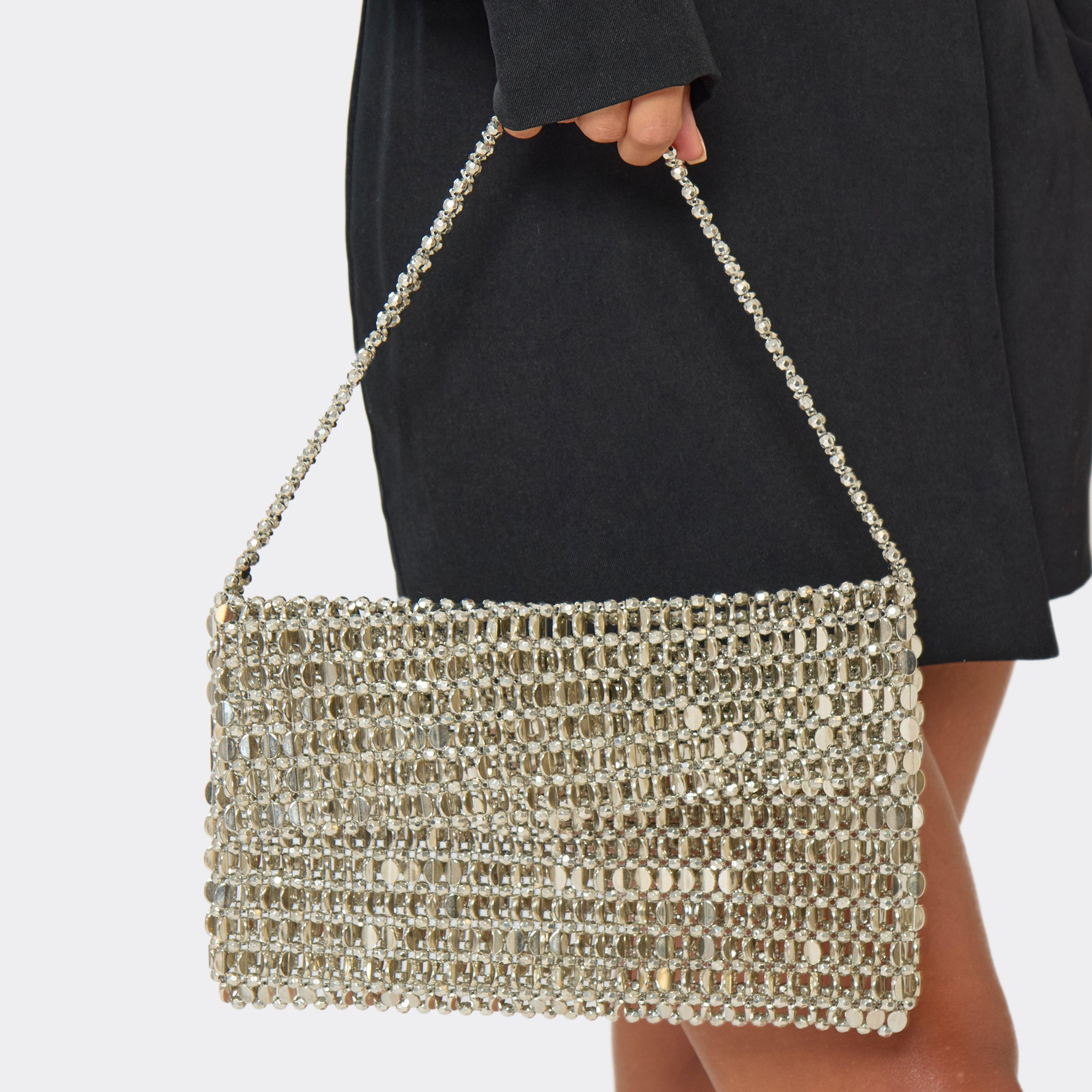 Fever Envelope Style Rectangle Shaped Shoulder Bag In Silver Bead, Women’s
