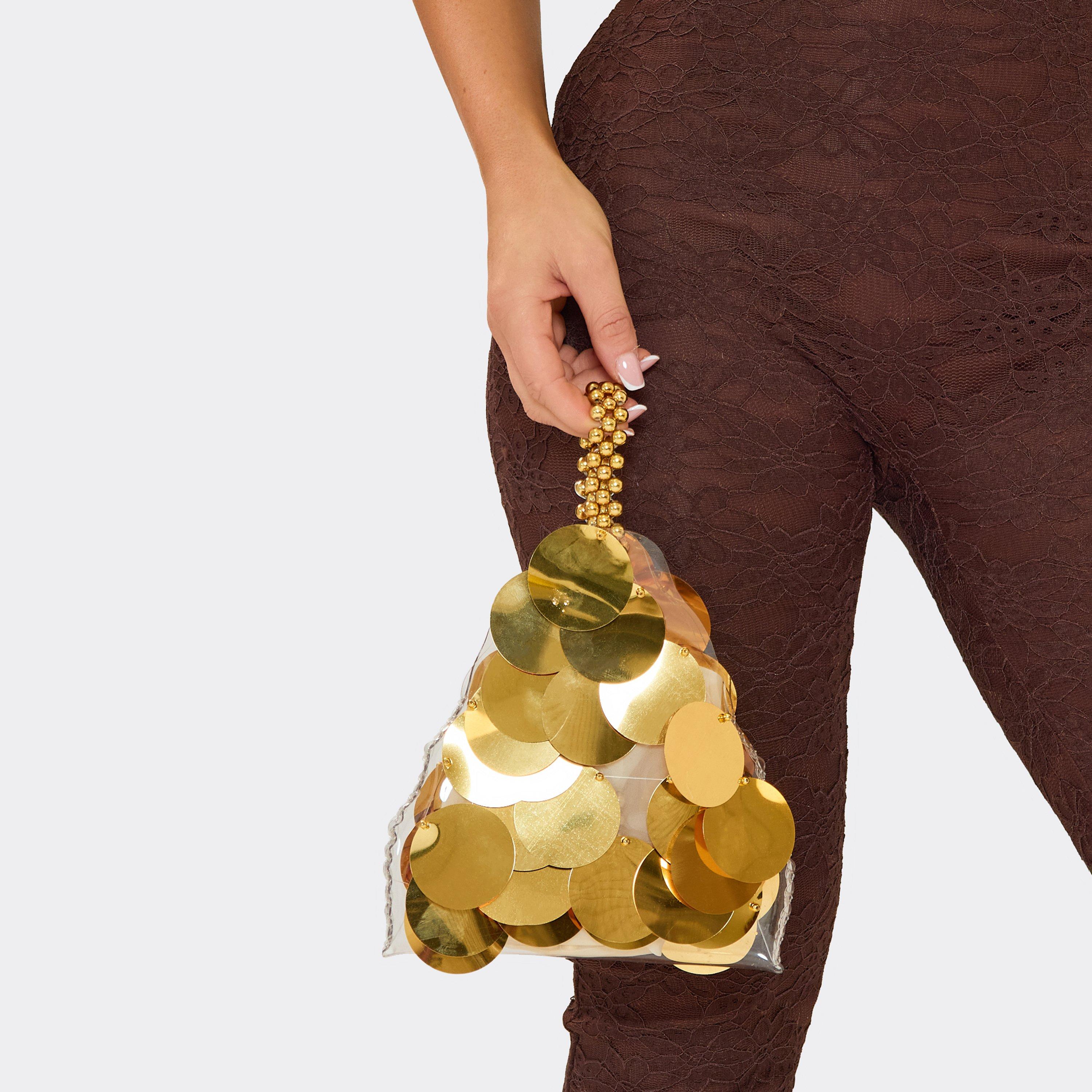 Diva Disc Detailed Grab Bag In Gold, Women's Size UK 0