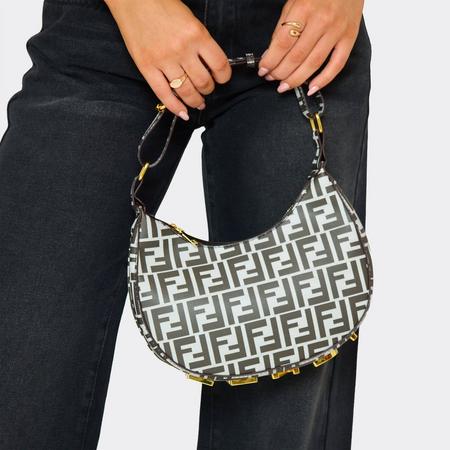 Electro Logo Detail Shaped Shoulder Bag In Black Denim, Women's Size US