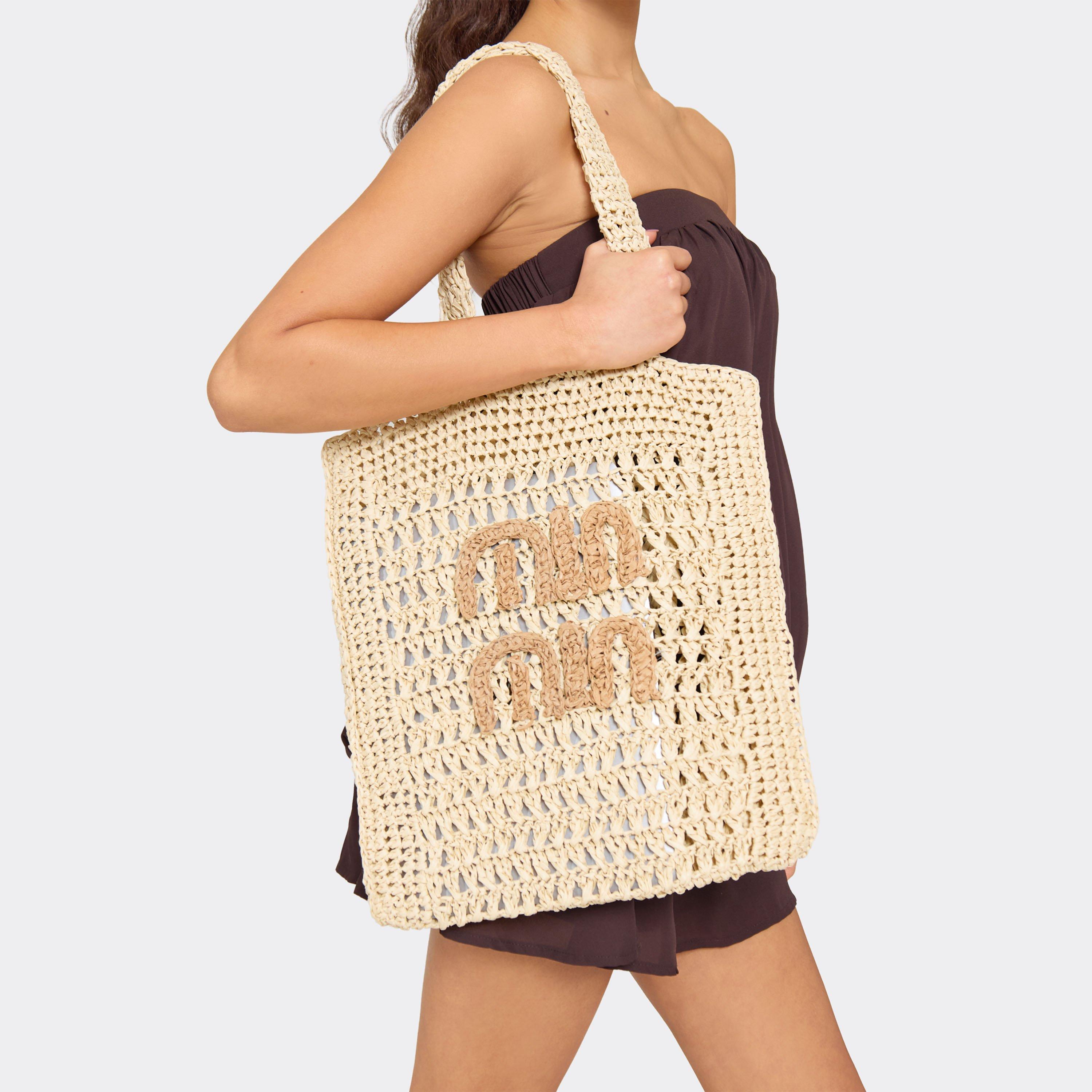 Breezy Logo Detail Shoulder Beach Bag In Cream Woven, Women's Size UK 0