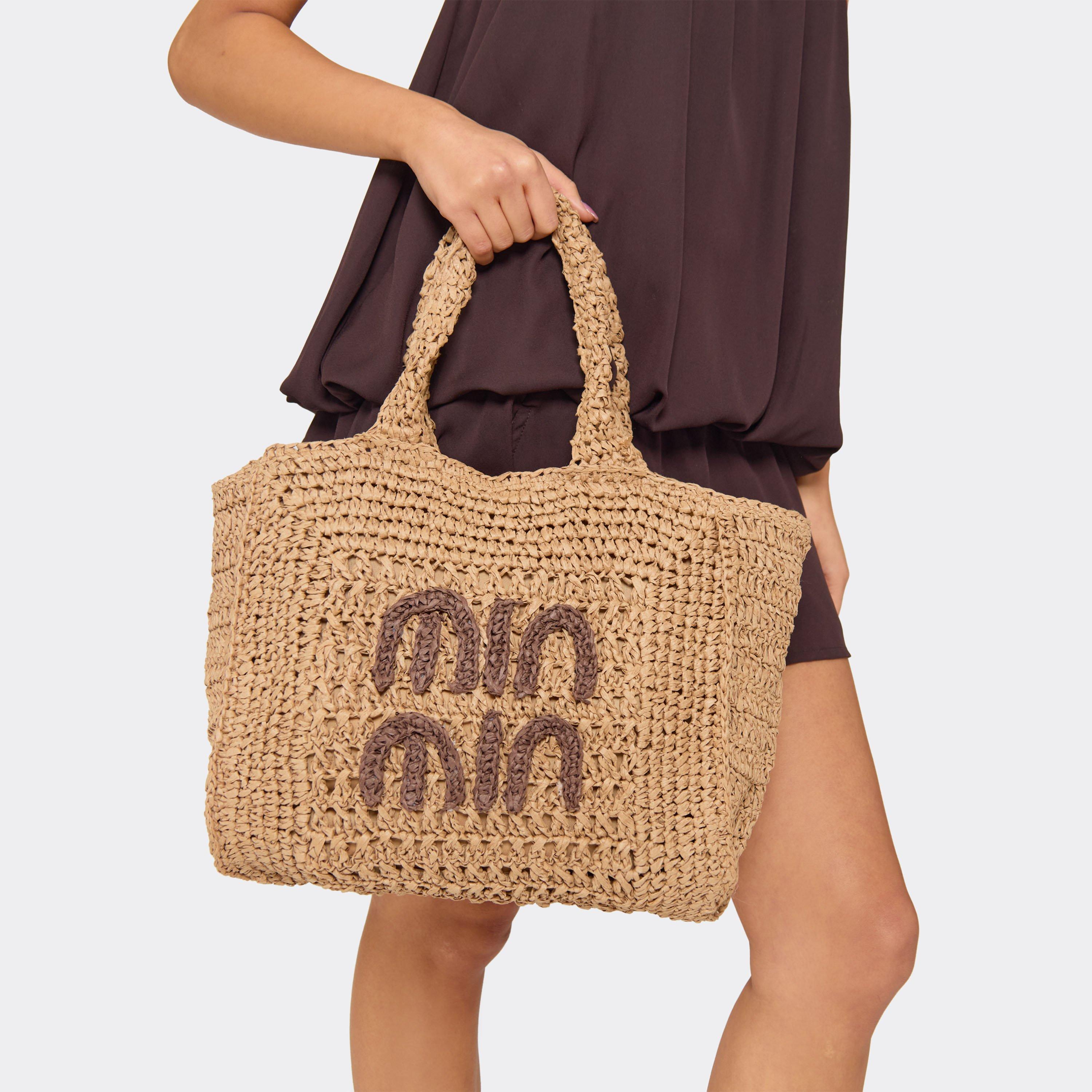 Naia Logo Detail Beach Bag In Beige Woven, Women's Size UK 0