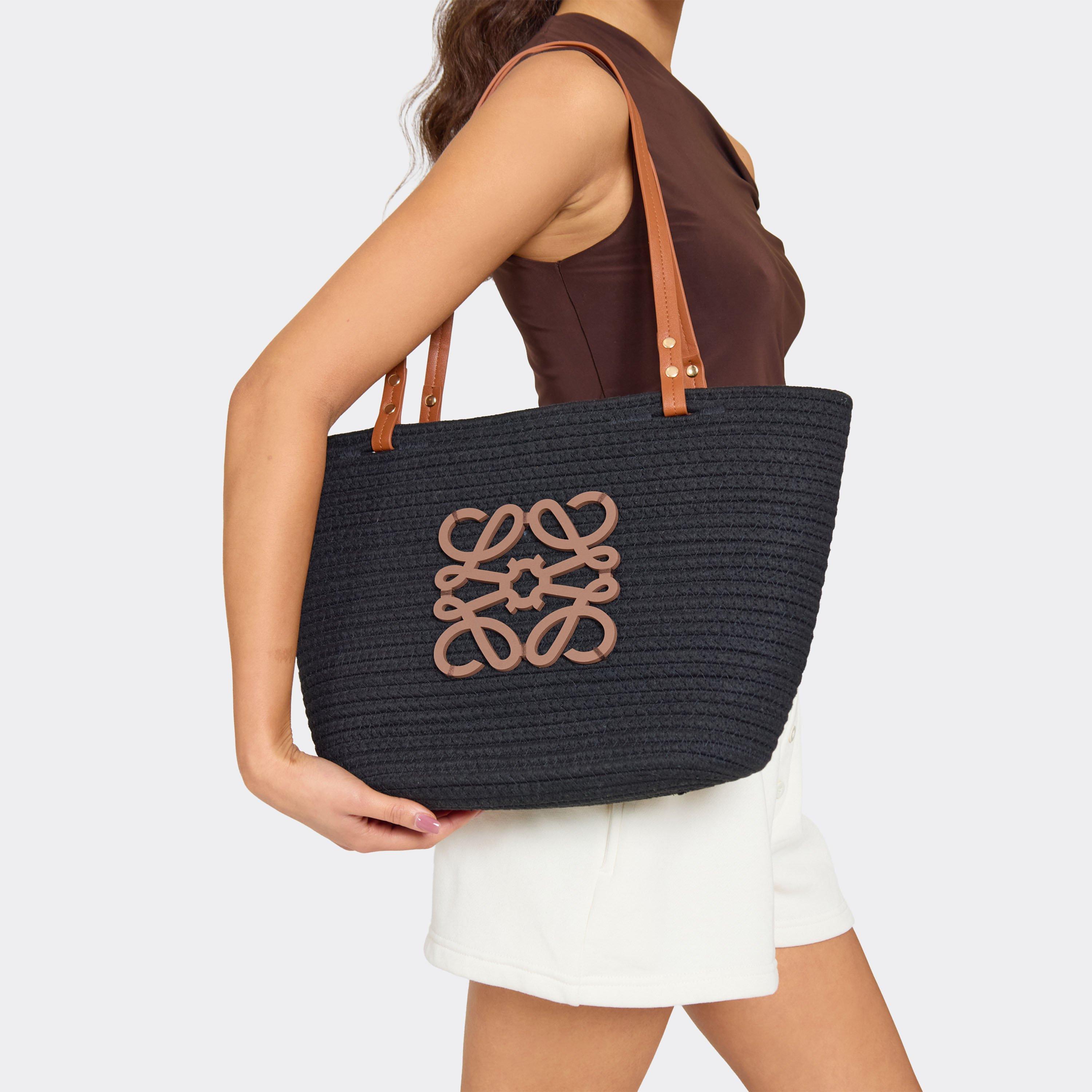 Lachlan Logo Detail Beach Bag In Black Woven, Women's Size UK 0
