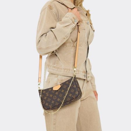 Jessie Printed Chain Detail Rectangle Shaped Shoulder Bag In Brown And Nude Faux Leather, Women's Size US