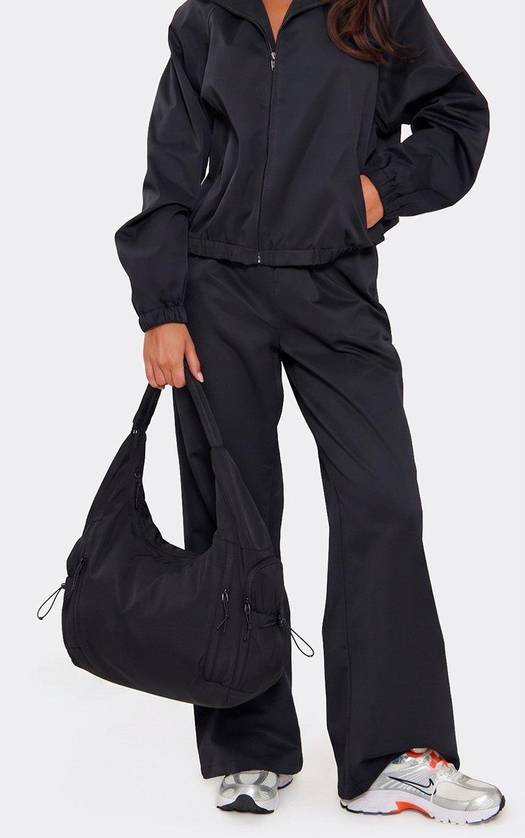 Ailean Zip Detail Oversized Shoulder Bag In Black Nylon