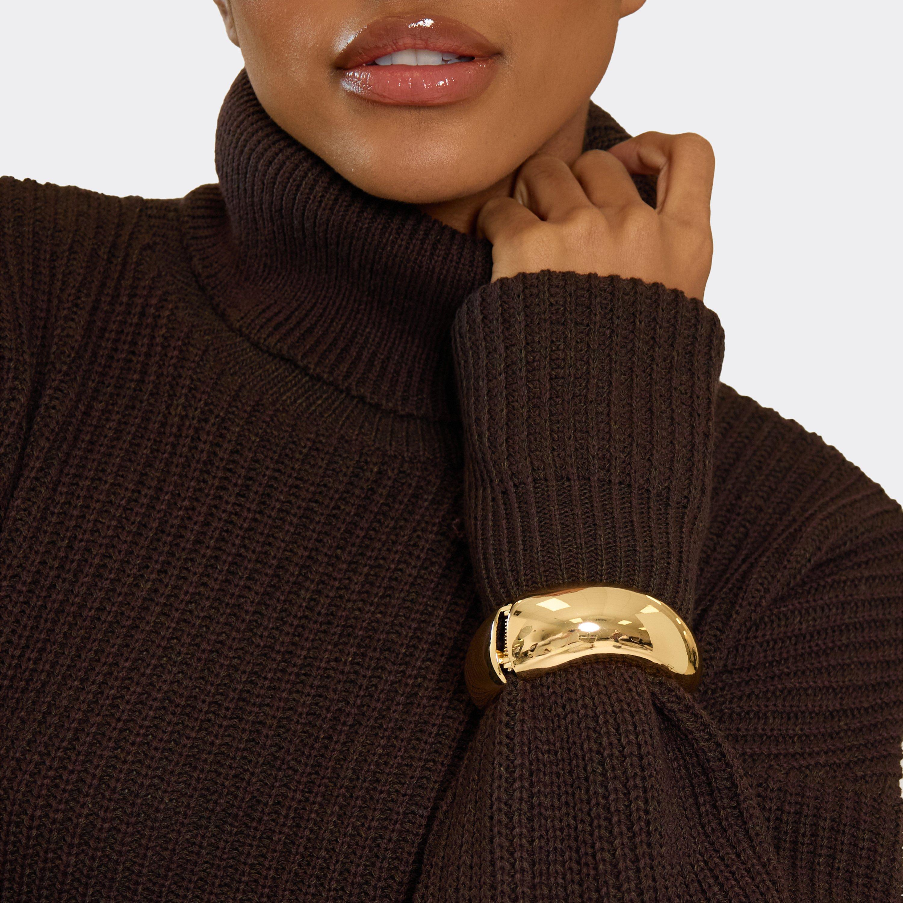 Wave Detail Chunky Bangle In Gold, Women's Size UK 0