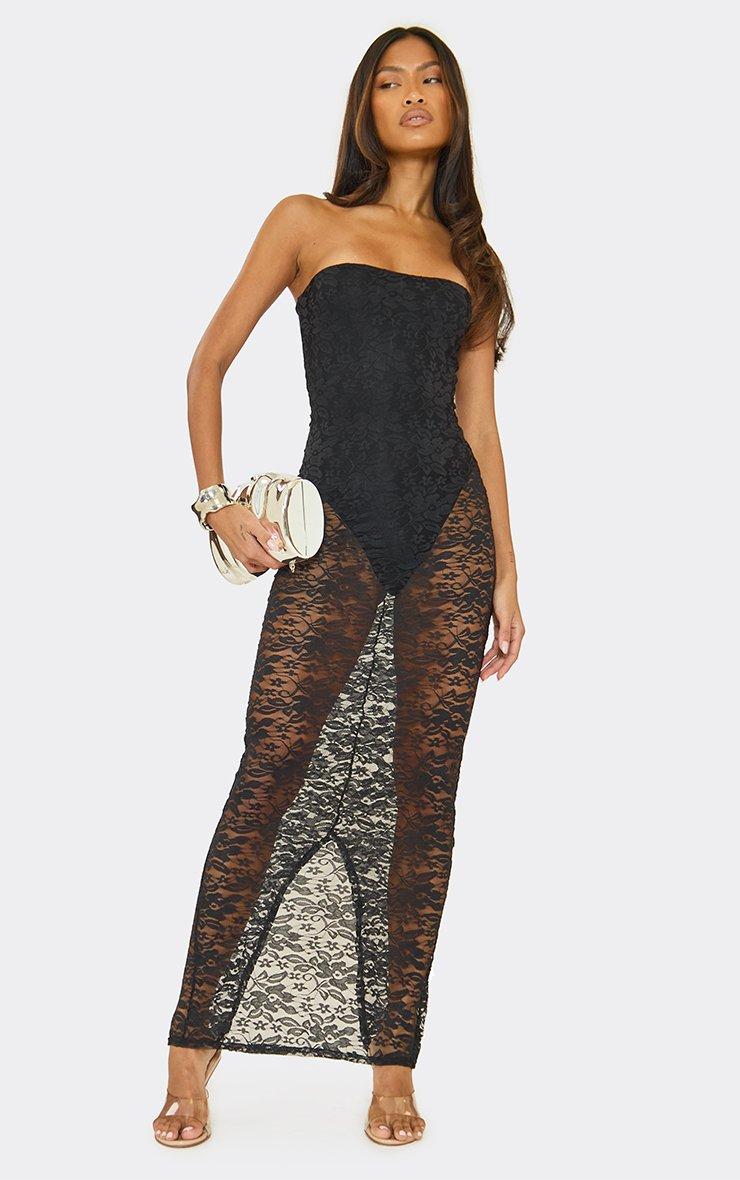black lace tube dress Embellished Eyelet Lace Tube Dress Available at Tandywear 6037 Jericho Turnpike Eyelet tube strapless midi dress in cotton crochet lace Bandeau Bodysuit Detail Maxi Dress
