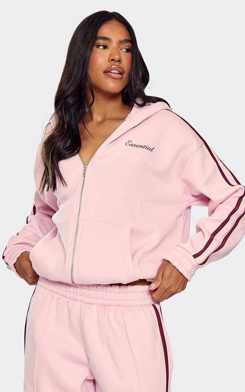Zip Through Cropped Hoodie In Baby Pink | EGO US | EGO