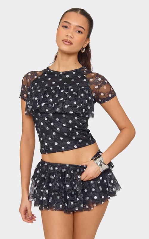 Mid Rise Frill Bloomer Shorts In Green Print Lace | EGO US | EGO