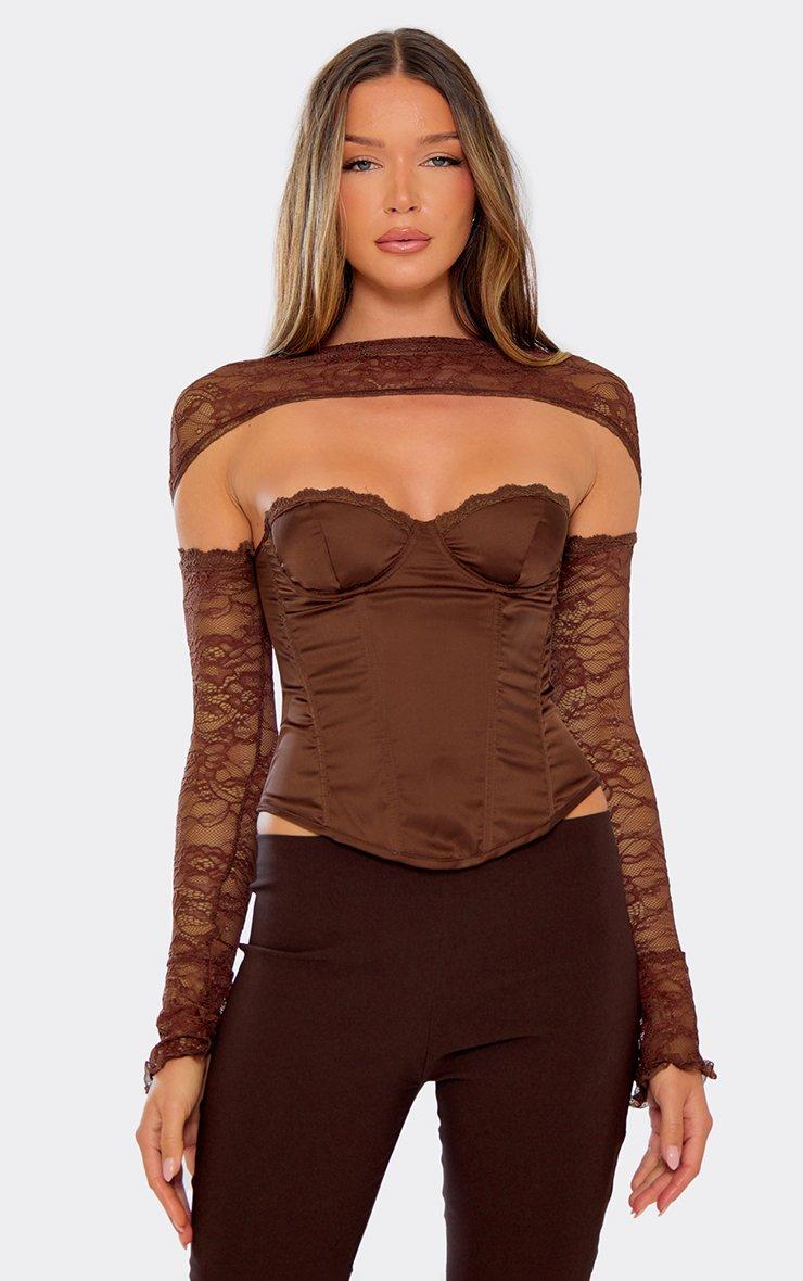 Zip Front Cut Out Back Detail Racer Bodysuit In Washed Chocolate