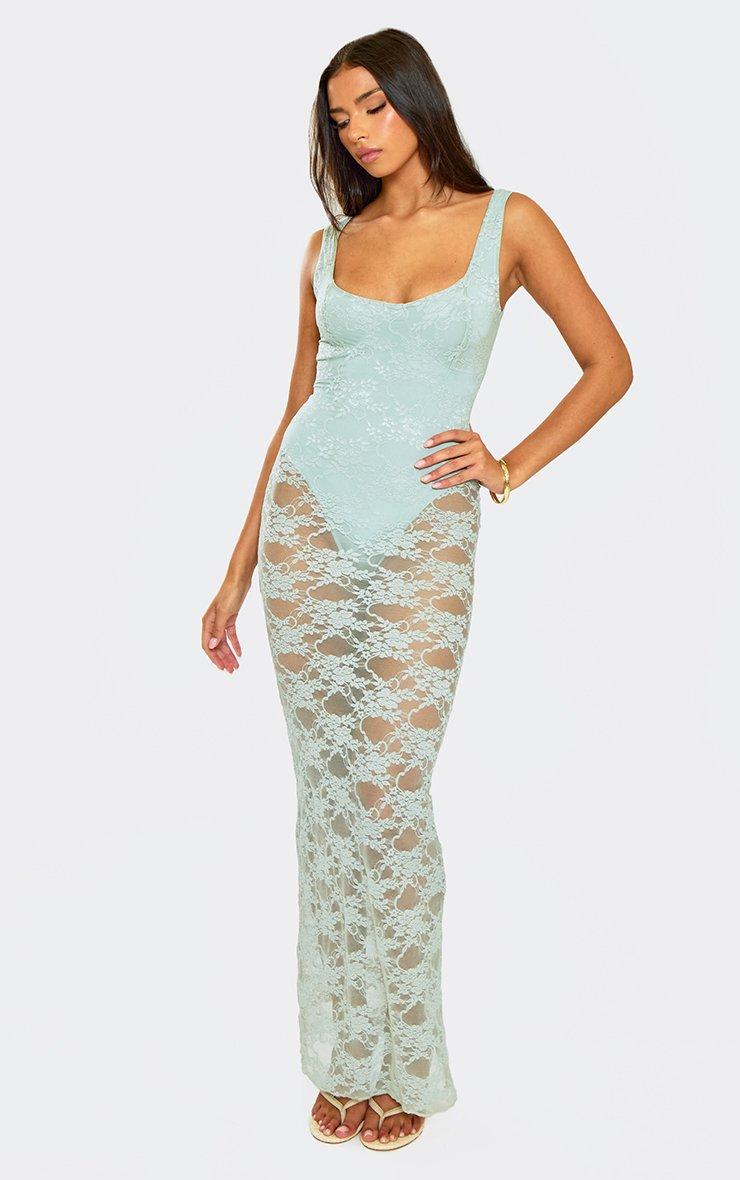 warehouse white lace dress (S) 70s Lace Eyelet Bell Sleeve Maxi Dress