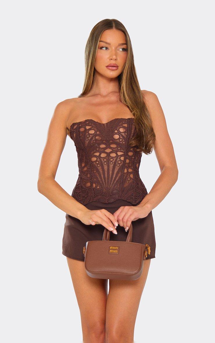 Zip Front Cut Out Back Detail Racer Bodysuit In Washed Chocolate