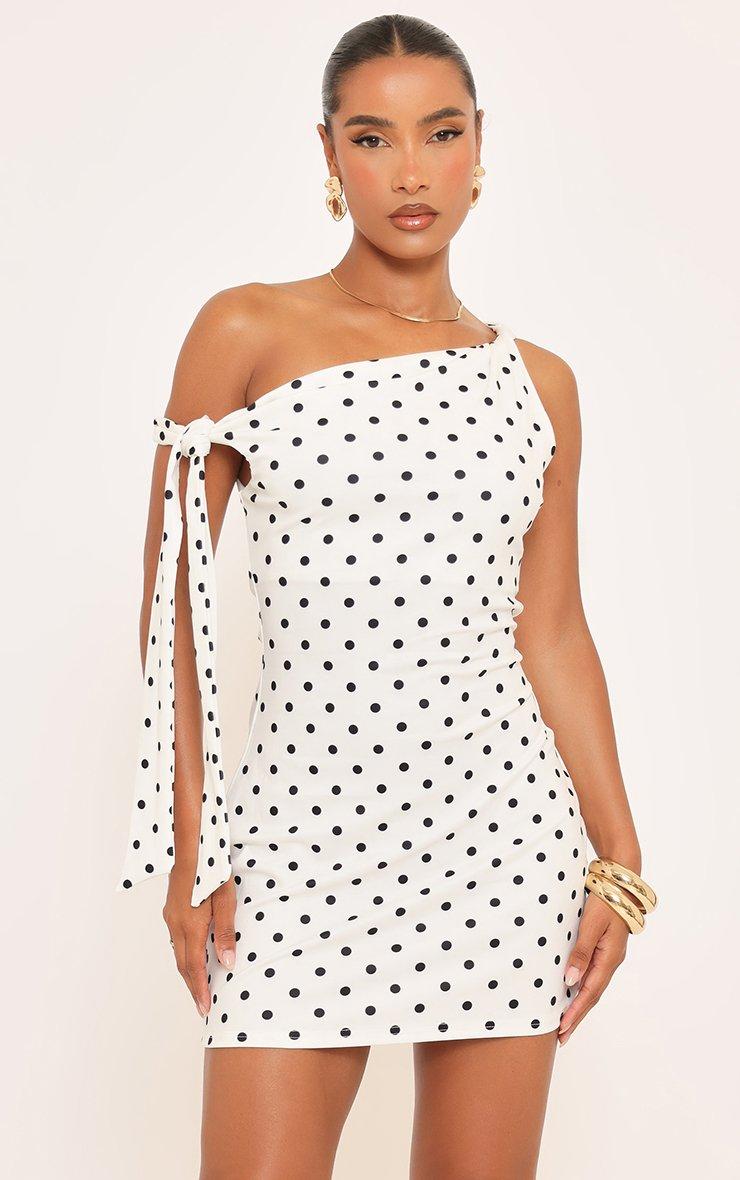 white dress with white polka dots Dayla Dot Day MODEL INFO Model is wearing size XS Height Cole White Polka Mesh Maxi