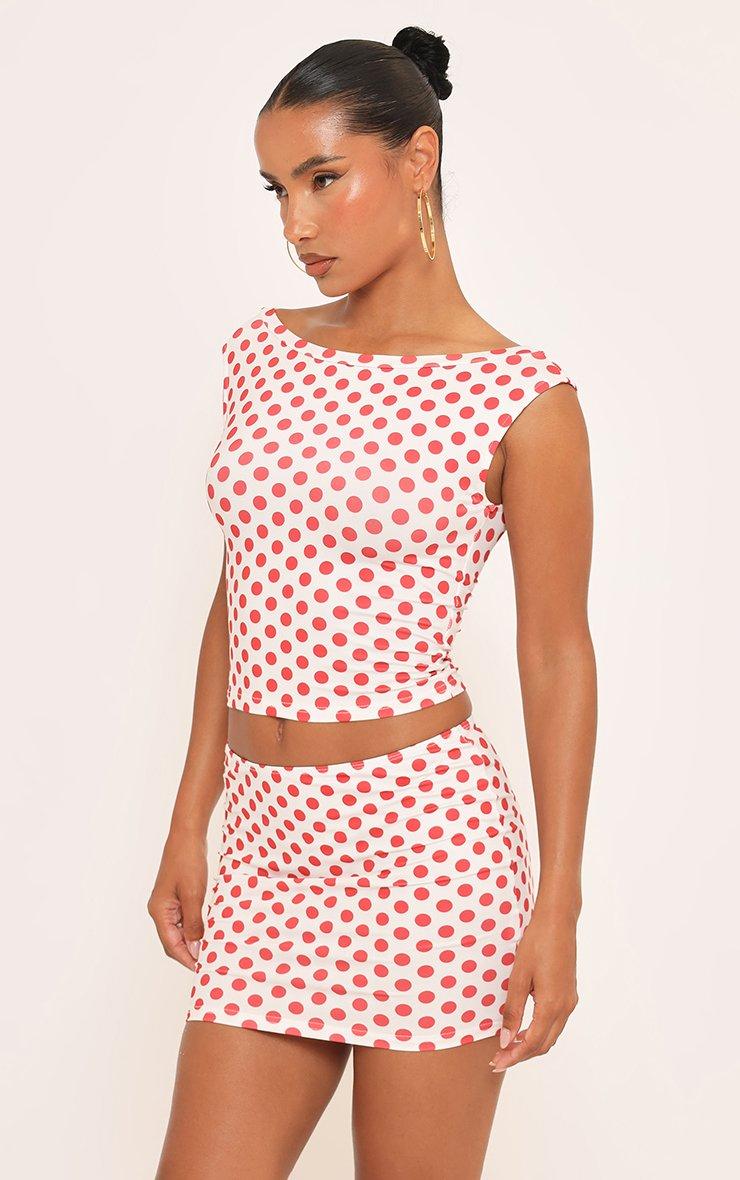 strapless open back dress Sola Cowl Polka Dot Mini Dress main image 1
