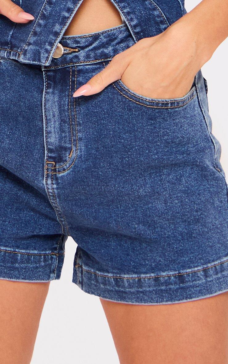 Mid Rise Zip Up Detail Shorts In Blue Denim | EGO US | EGO