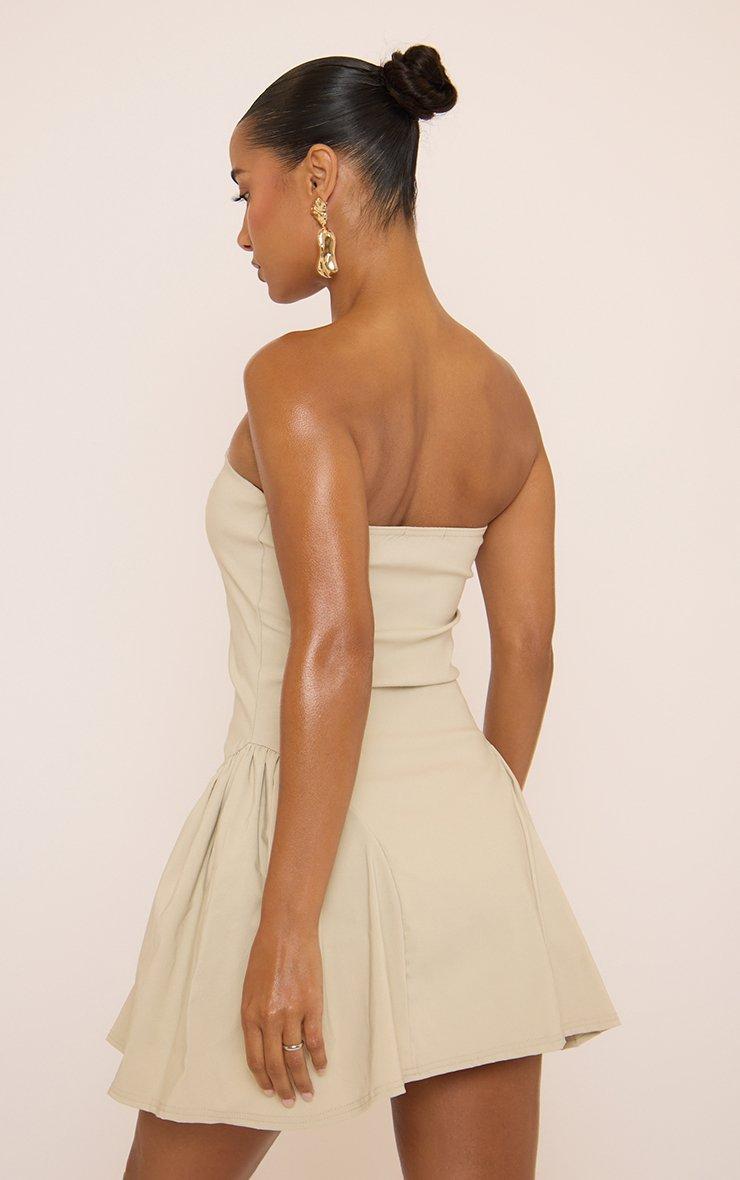 Bandeau Gathered A-Line Mini Dress In Stone | EGO US | EGO