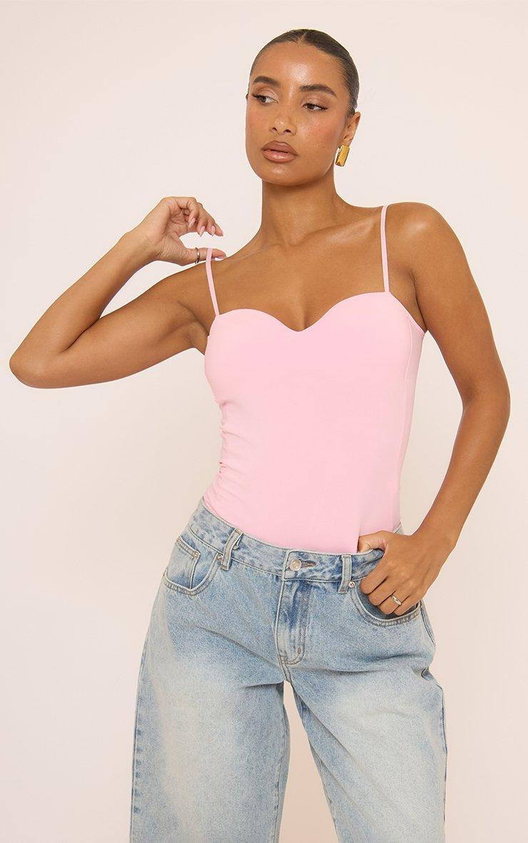 Sweetheart Neckline Strappy Bodysuit In Pink | EGO EU | EGO