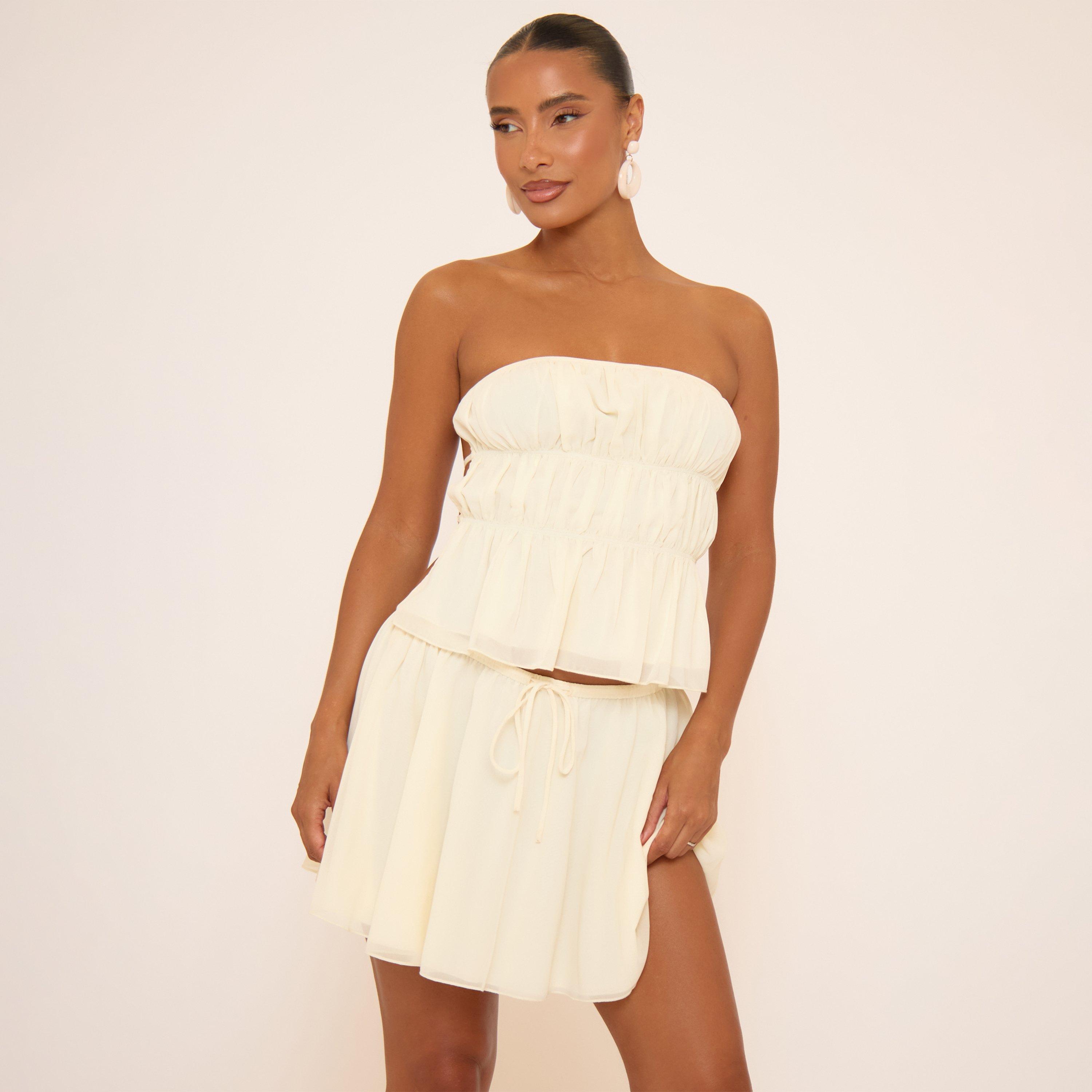 Image of Bandeau Tie Back Detail Top In Cream, Women's