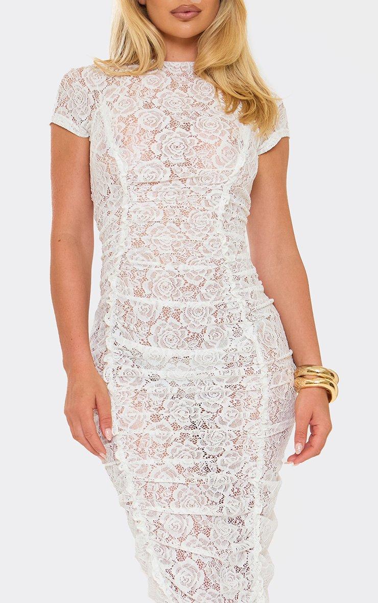 white short sleeve maxi dress - Lace Maxi Dress - Maxi Dress Effortlessly chic White Short Sleeve V Neck