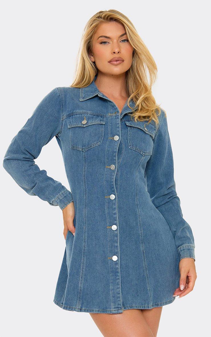 blue button down dress Royal Hi Low Maxi PinkBlush Buy Blue Cotton Poplin Fit and Flare Short Button Long Sleeve Collared Button Down