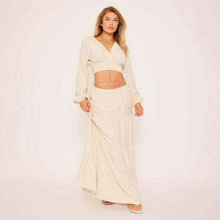 Mid Rise Tiered Detail Maxi Skirt In Stone, Women's Size US