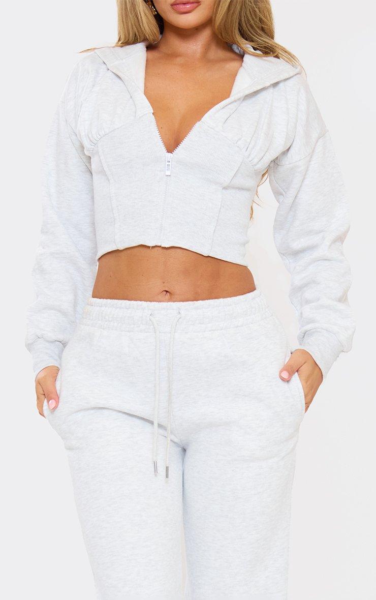 Cinched Waist Zip Up Hoodie And Wide Leg Joggers Co-Ord Set