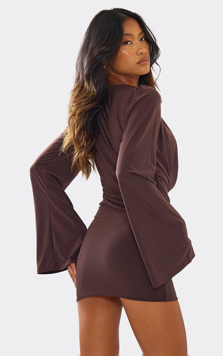 slim fit dress slacks Floral Printed V-Neck Flared Sleeves Flounce Fit & Flare Midi Dress – BITTERLIME main image 1