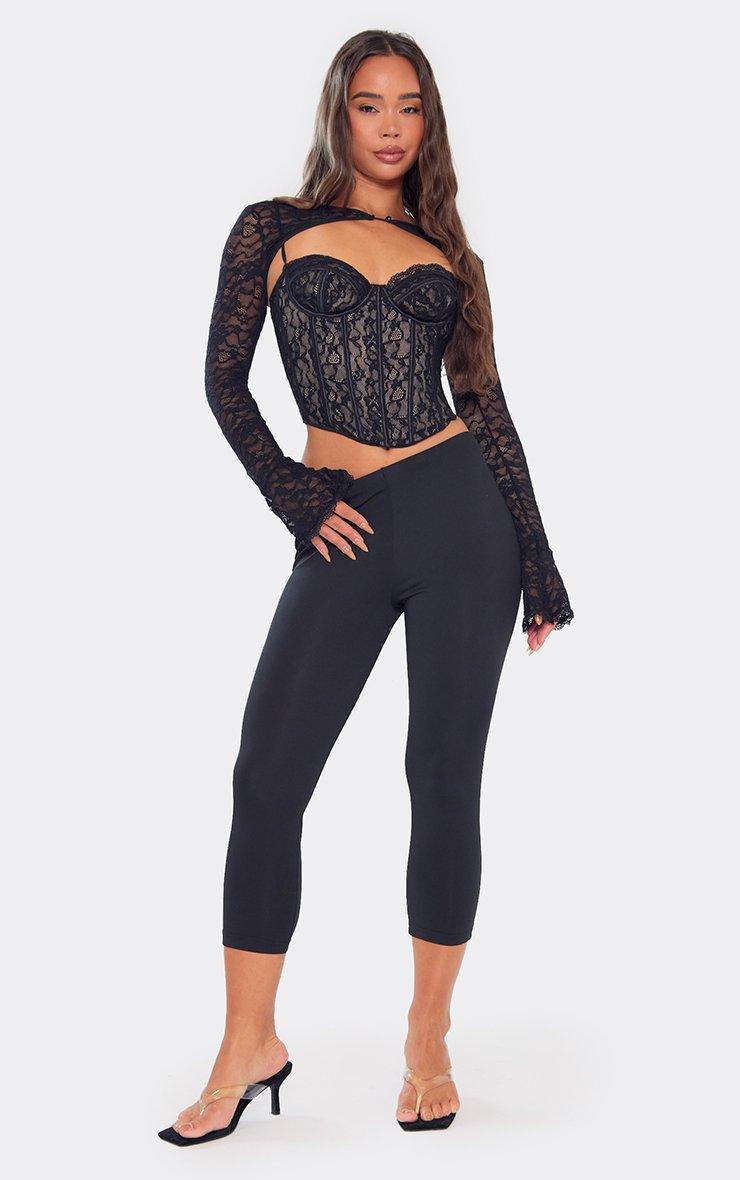 Long Sleeve Tie Neck Bolero Corset Top In Black Lace | EGO CA | EGO