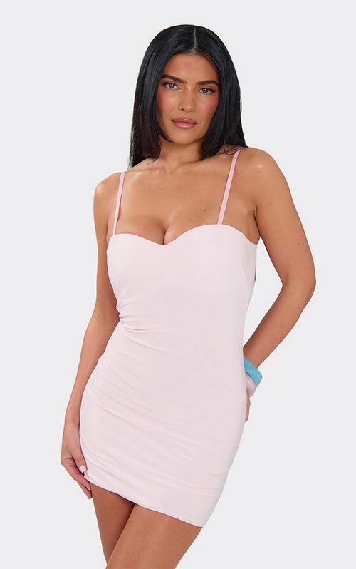 Sleeveless Twist Cut Out Front Mini Bodycon Dress In Pastel Yellow Slinky | EGO US