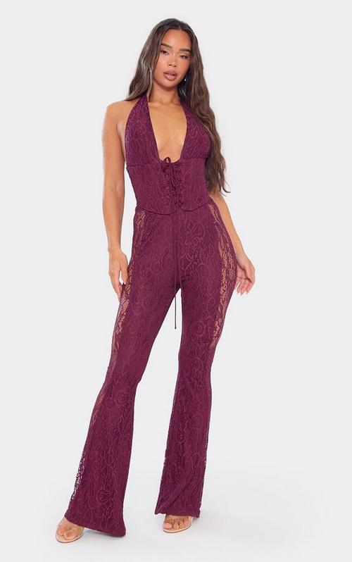 Bandeau Fitted Jumpsuit With Bolero Sleeves In Black Lace | EGO US