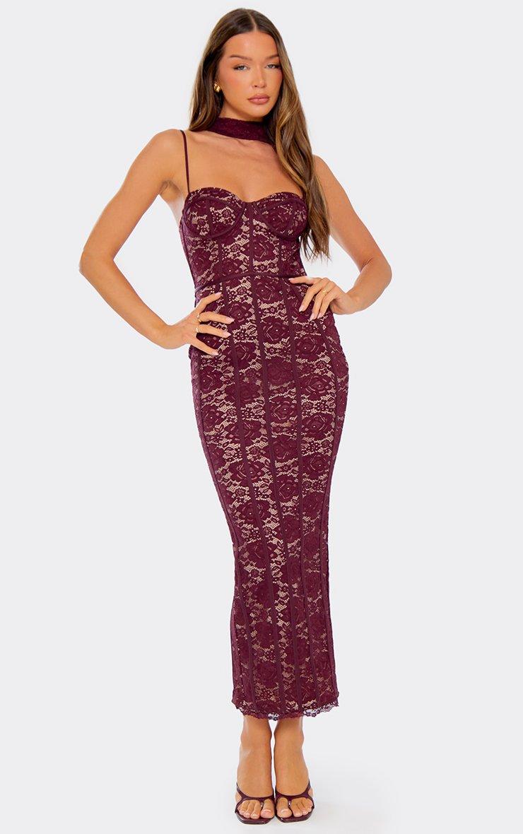 burgundy dress midi Satin Smocked Pleated 100% Polyester Maroon Promenade Midi Dress Teuta