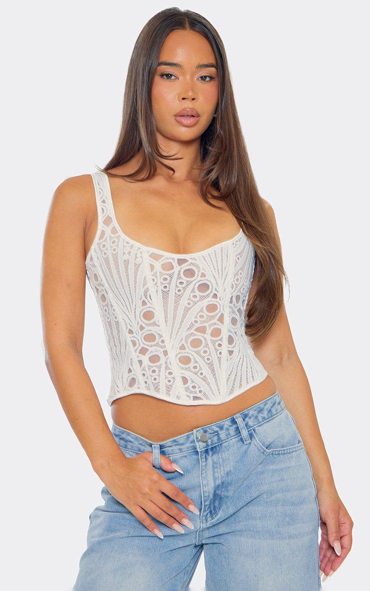 lace up layered corset（white,F） Square Neck Lace Up Front Detail