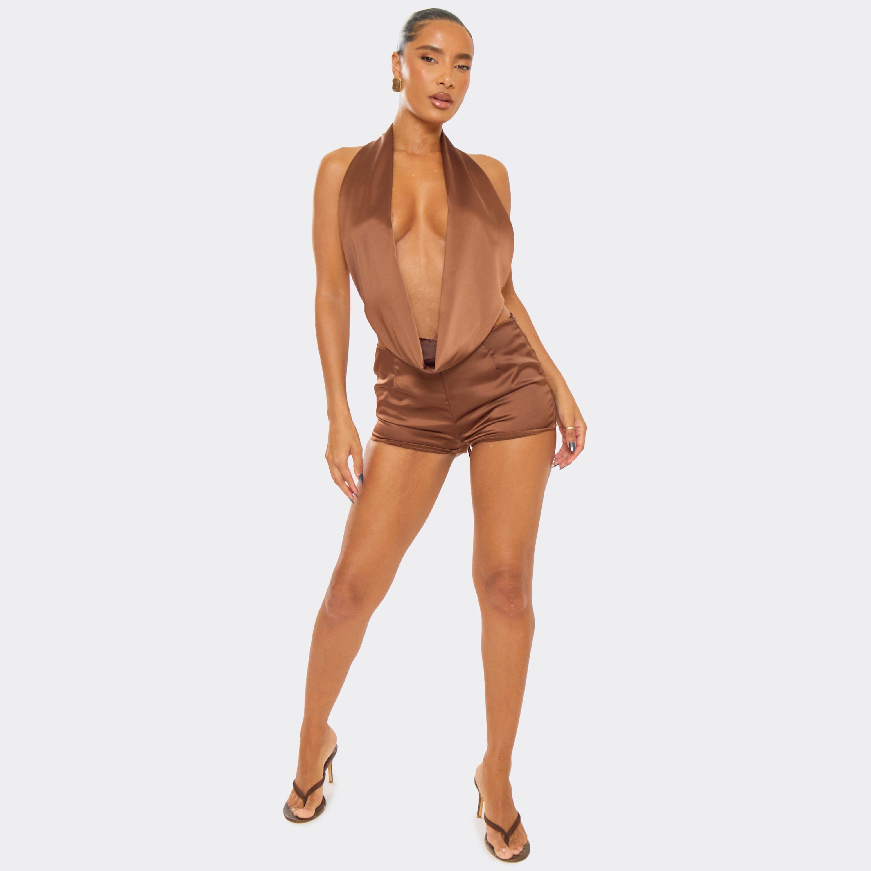 Mid Rise How Pants In Brown Satin, Women’s
