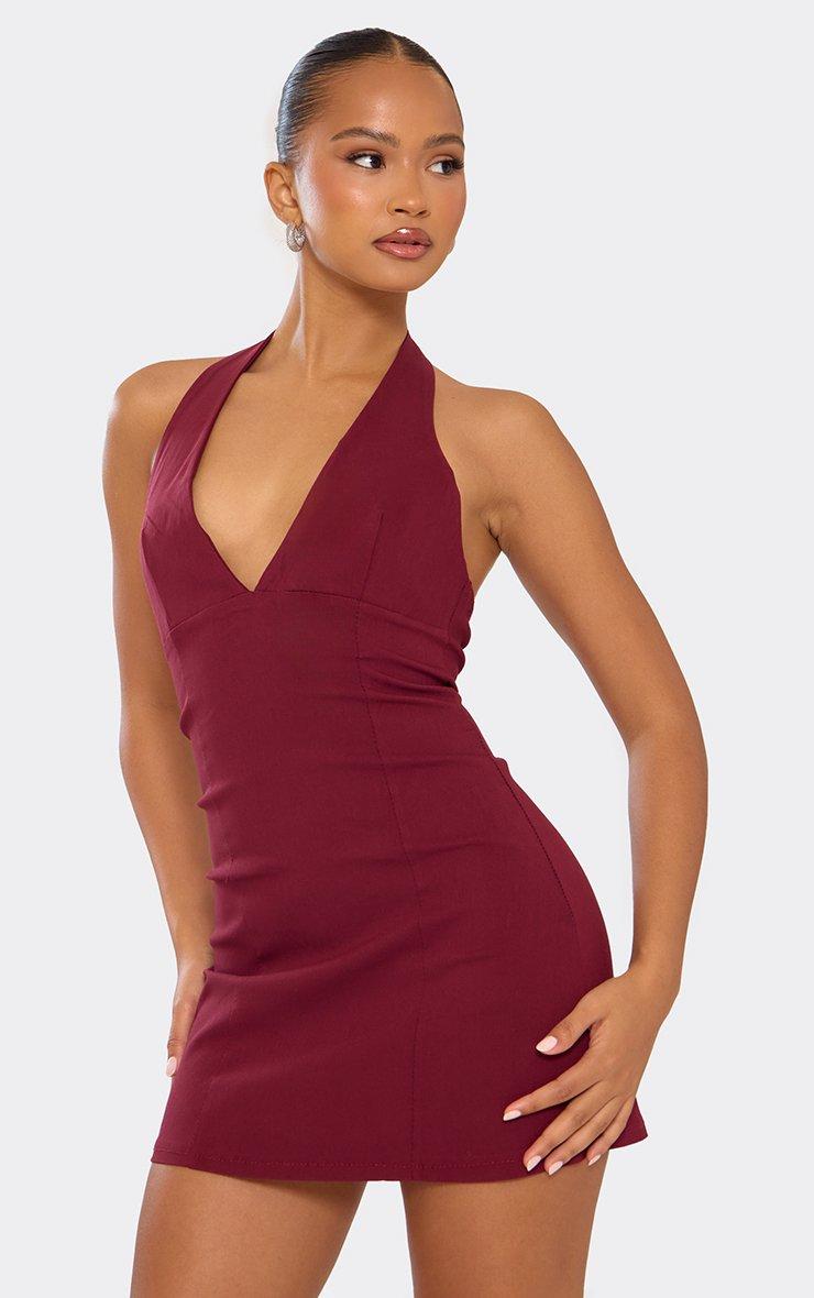 halter neck short dress Women Deep V Mini Sexy Sleeveless Backless Slim Fit Sheer Mesh Dress Y2K Beach Sundress(Coffee, S) : Clothing, Shoes & Jewelry This garment fits true to size No Second Thoughts Halter Mini
