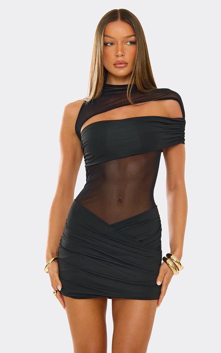 one shoulder mesh dress Innovare Denim Javaid Draped Maxi In Brown, S or any occasion that calls for bold sophistication. One-Shoulder Mesh Zip-Back Dress