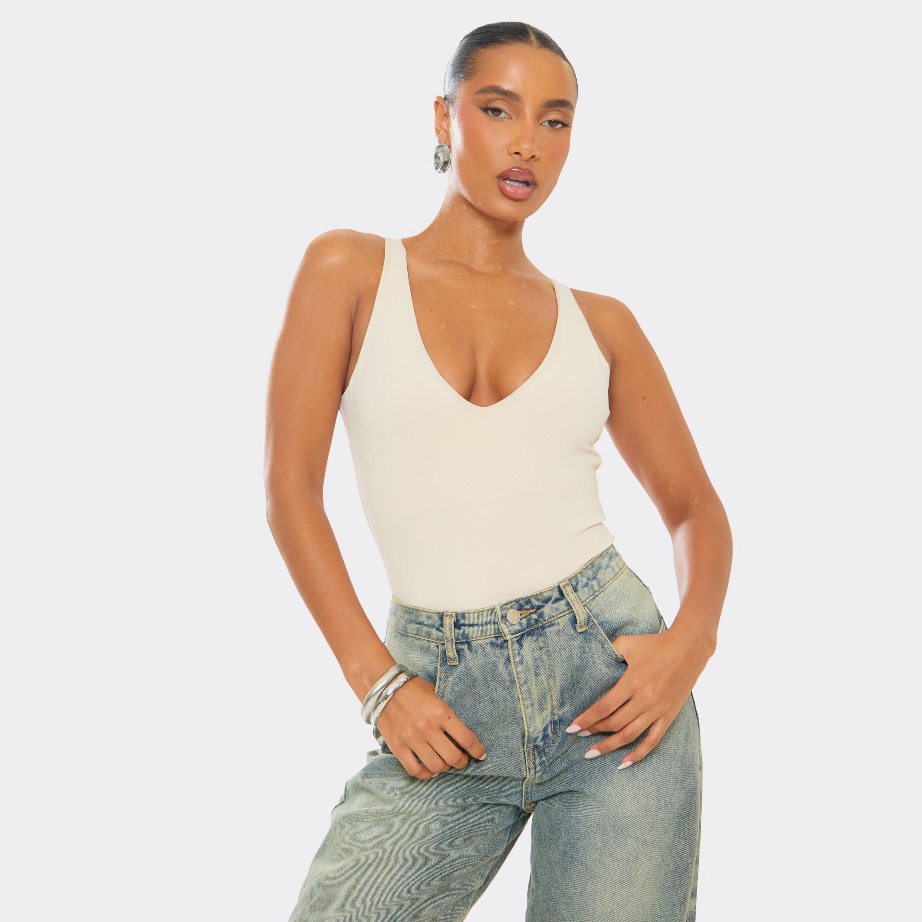 Plunge Sculpted Bodysuit In Nude, Women’s