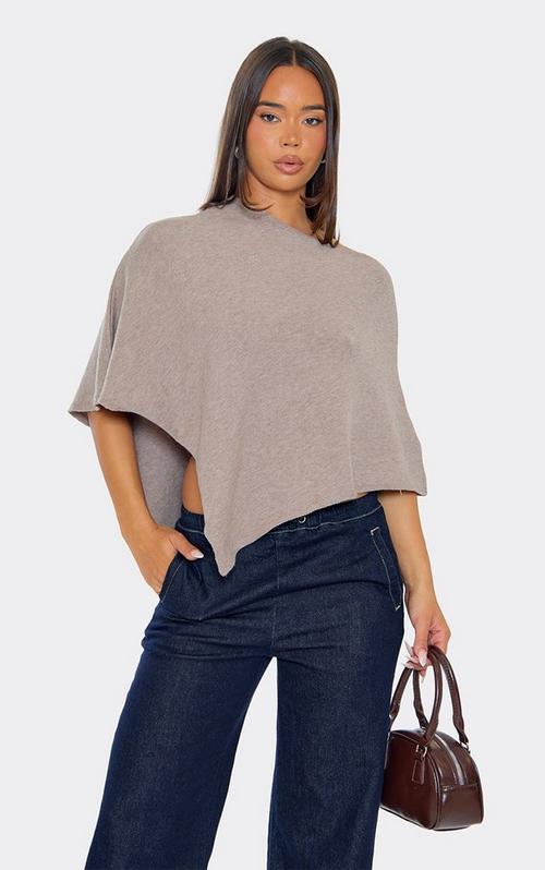 Long Sleeve Wrap Over Detail Cape Top In Gold Glitter Knit | EGO