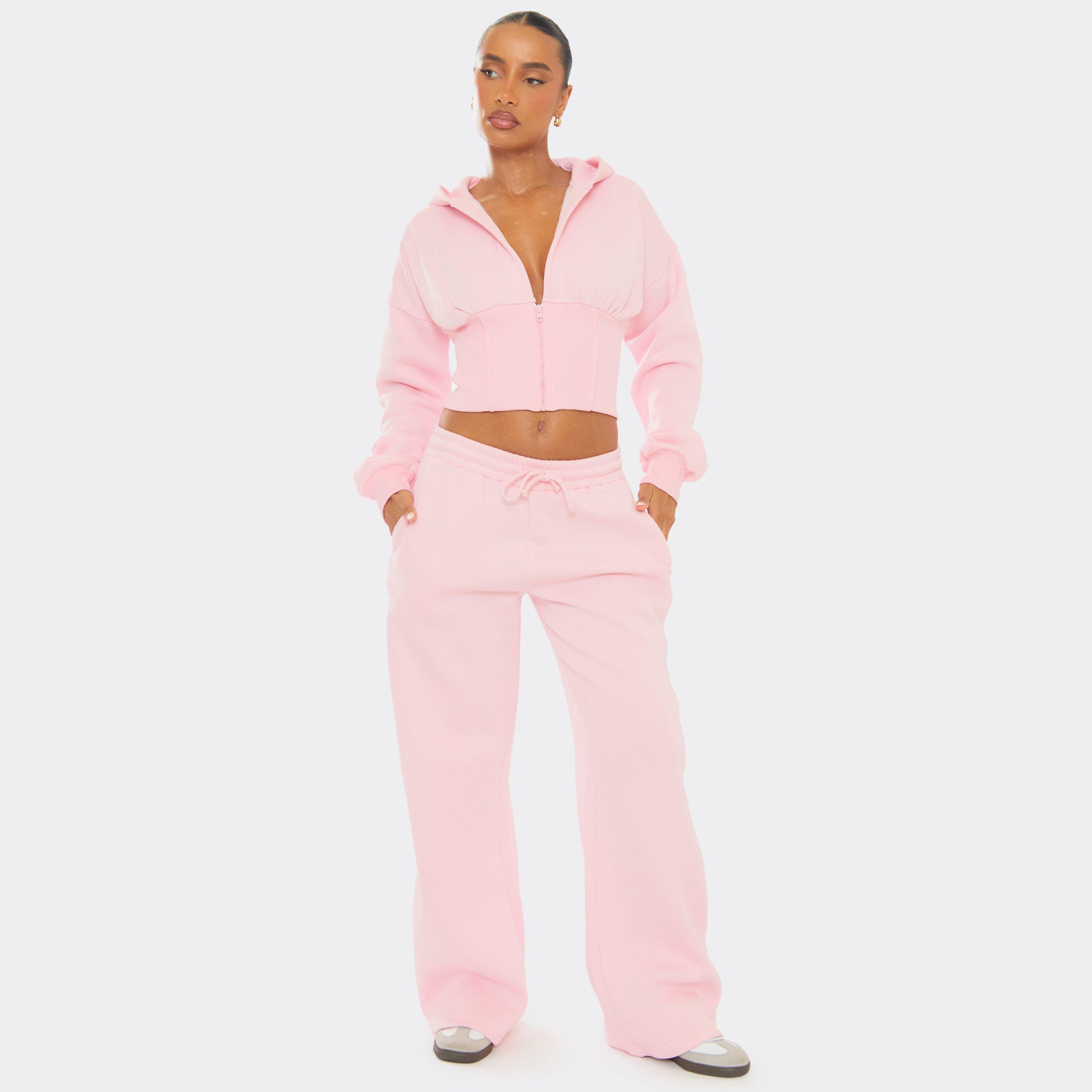 Drawstring Wide Leg Joggers In Pink, Women’s