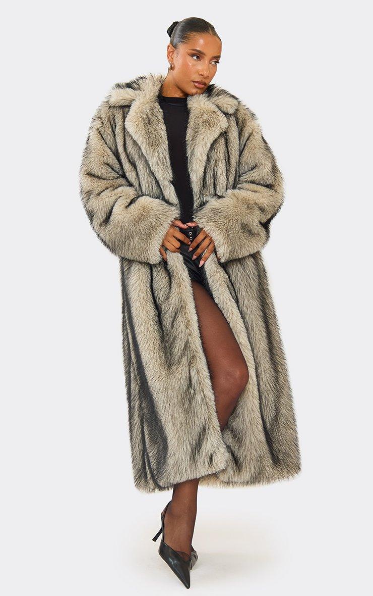 mistreass Eco Fur Collarless Lady Coat Collarless Coat In Grey