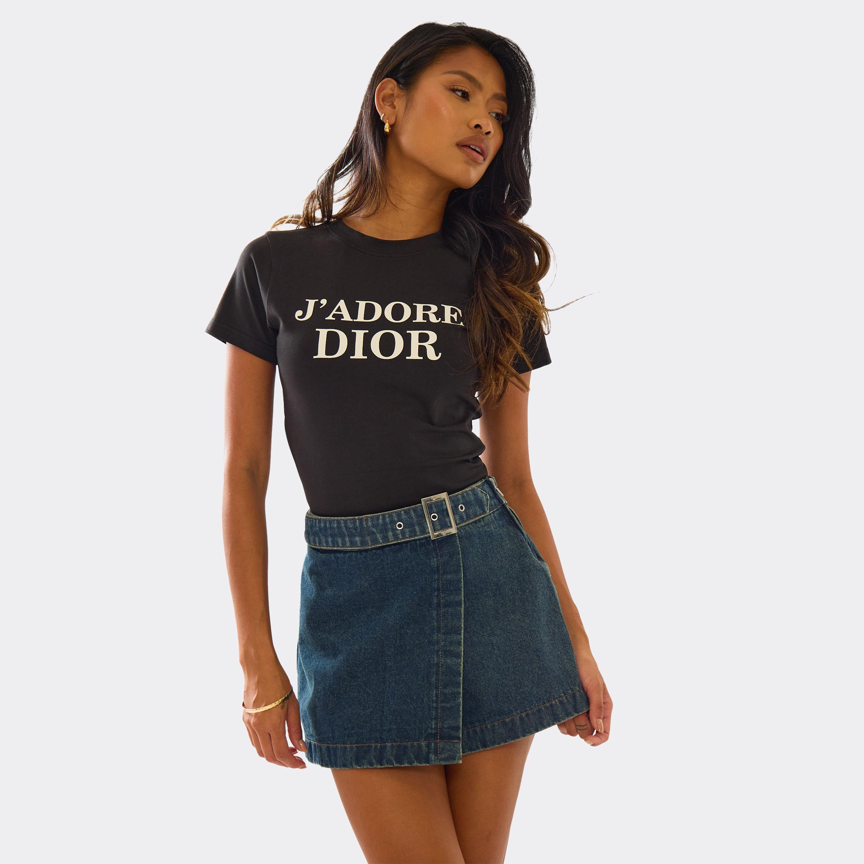 Mid Rise Wrap Belt Front Detail Mini Skirt In Mid Blue Denim, Women’s