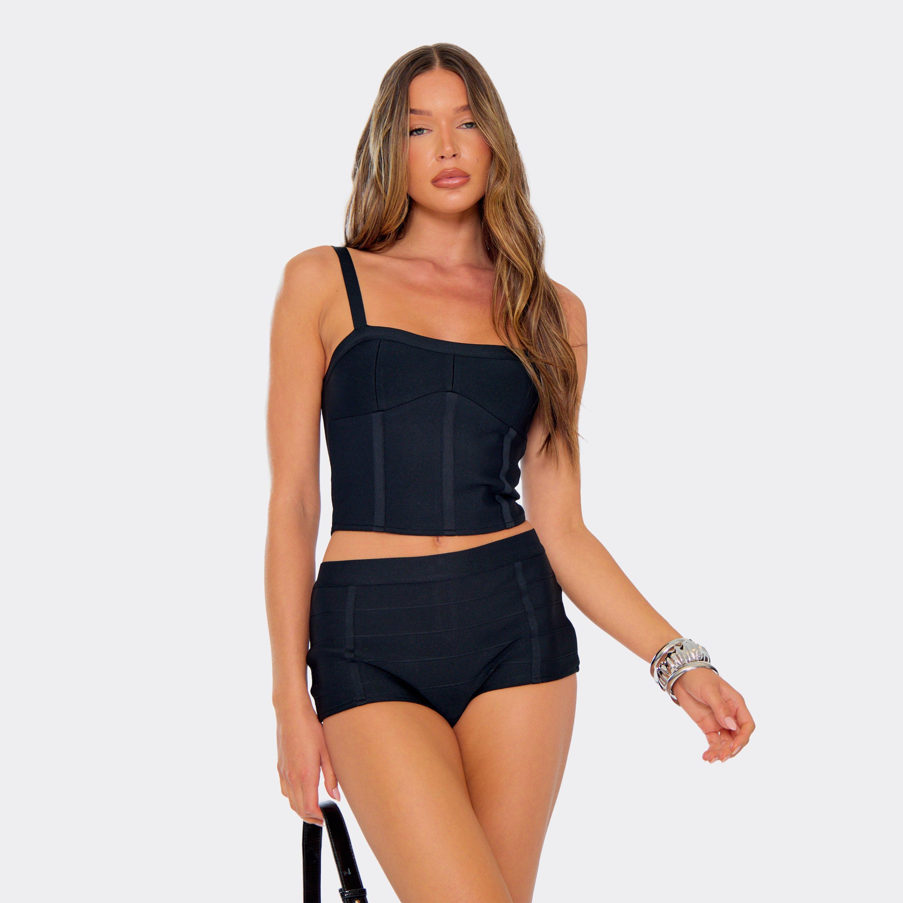 Strappy Corset Top In Black Bandage, Women’s