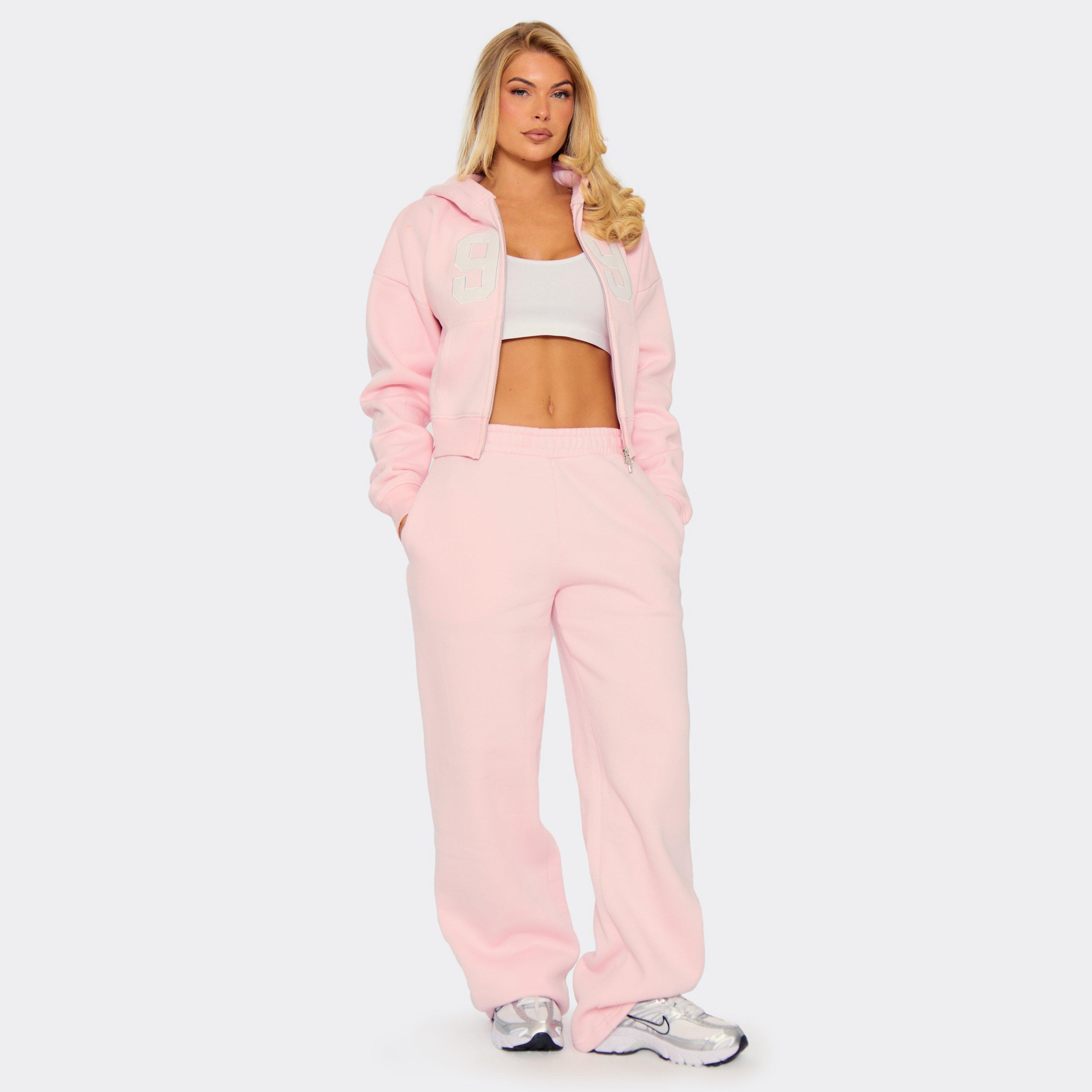Low Rise Wide Leg Joggers In Baby Pink, Women’s