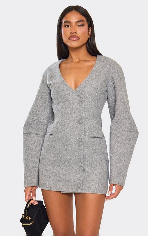 red dress with grey blazer Button Front In Faux Leather | EGO US boho beach dress women