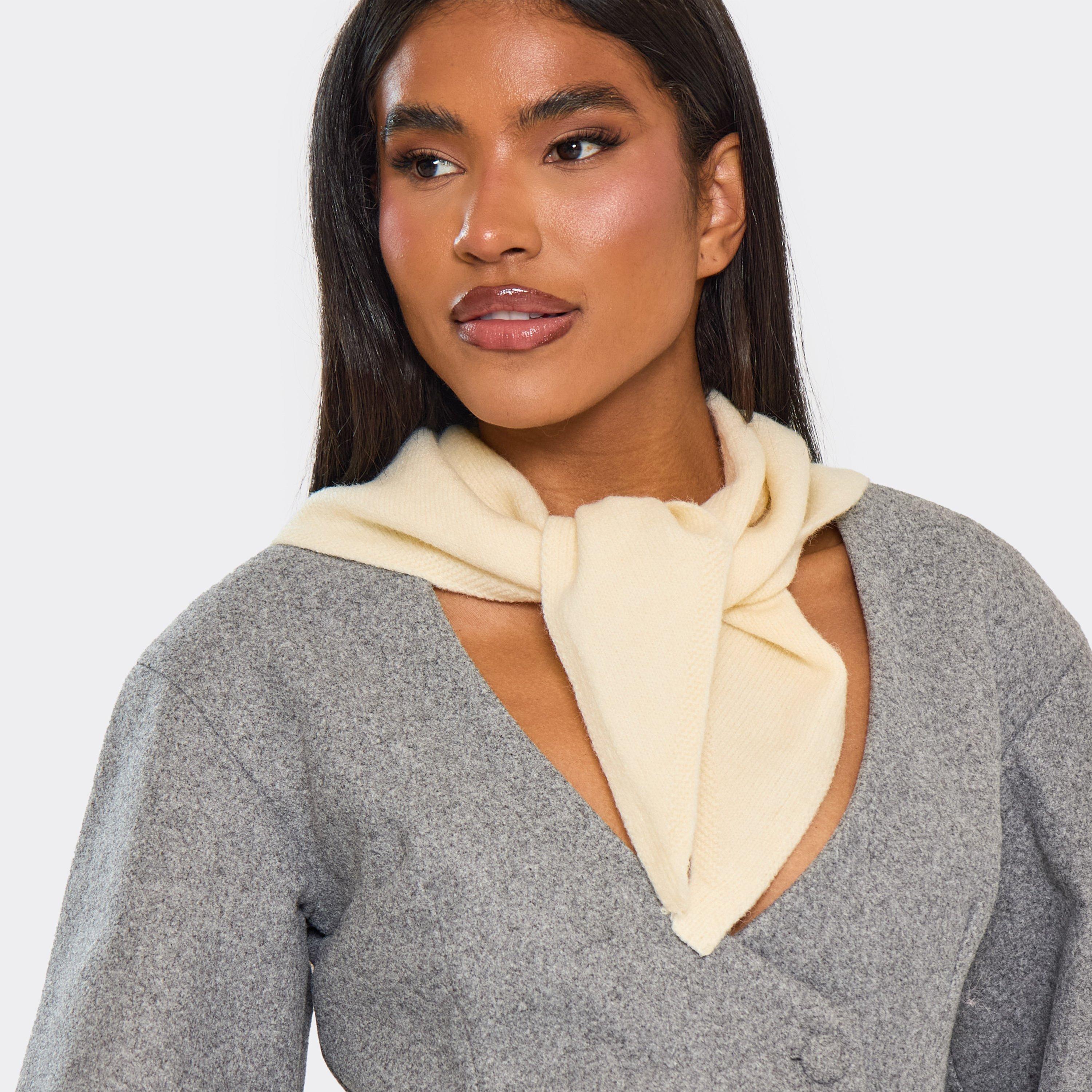 Image of Tie Front Shawl Scarf In Cream, Women's Size UK 0