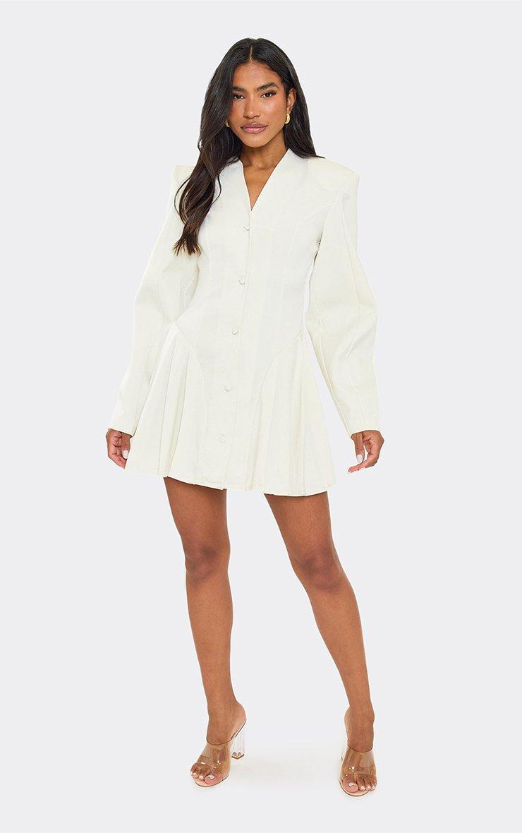 pleated blazer dress Women's Tailored Cinch Waist - Black - US 10 - Baya length cut showcases a contemporary take on formal dressing Crepe fabric offers comfortable stretch while maintaining shape Make a memorable entrance at your next special occasion in this striking blazer wrap dress from Coast TAUPE PLEATED BLAZER DRESS