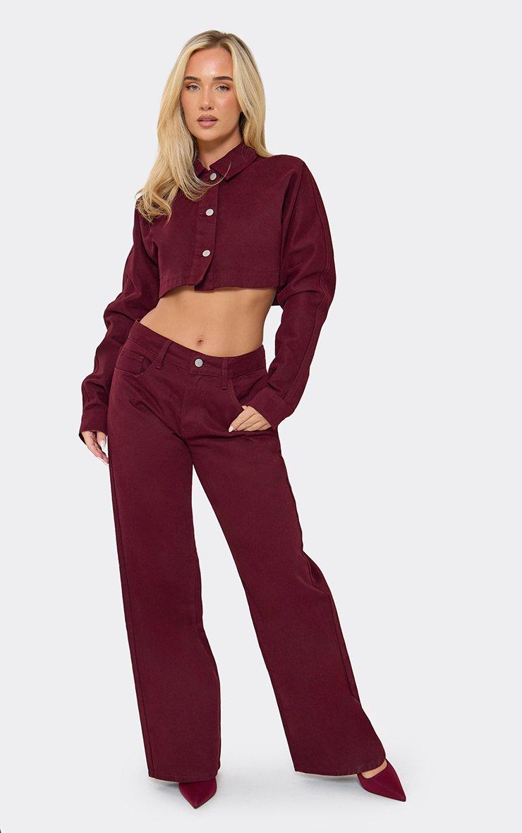 46303 Denim Low Rise Wide Leg Jeans In Red